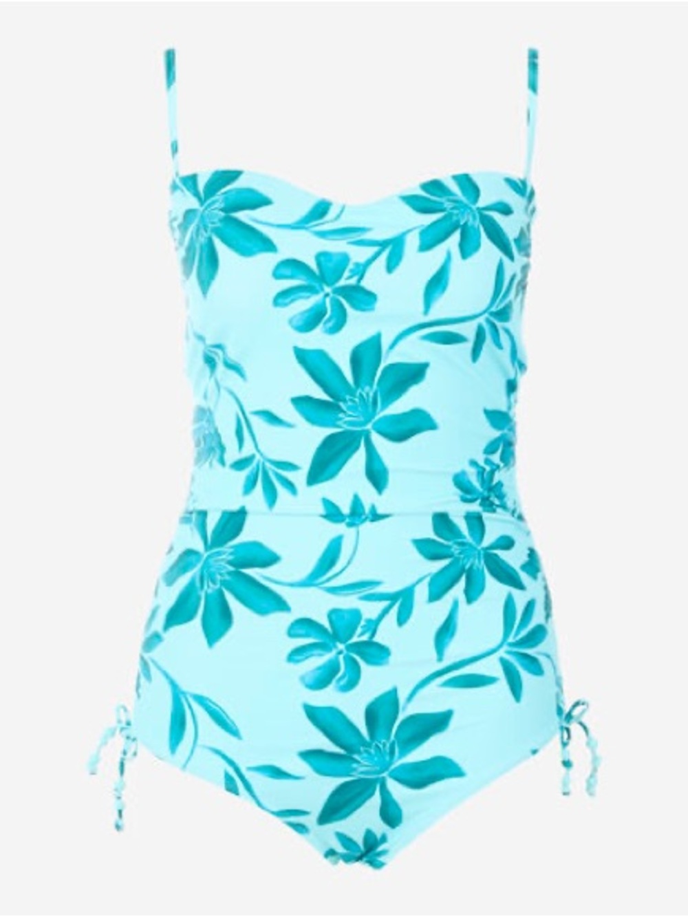 Floral One-Piece Swimsuit in Aqua Blue